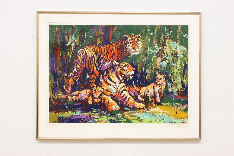 Photo of Tiger Mothers & Cubs Vintage Serigraph Print King 40.5"