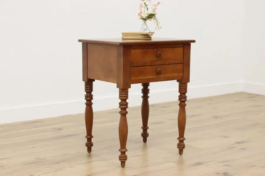 Photo of Sheraton Antique 1830s Cherry Nightstand Console End Table