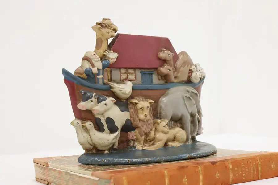 Photo of Noah's Ark Antique Painted Cast Iron Doorstop or Sculpture