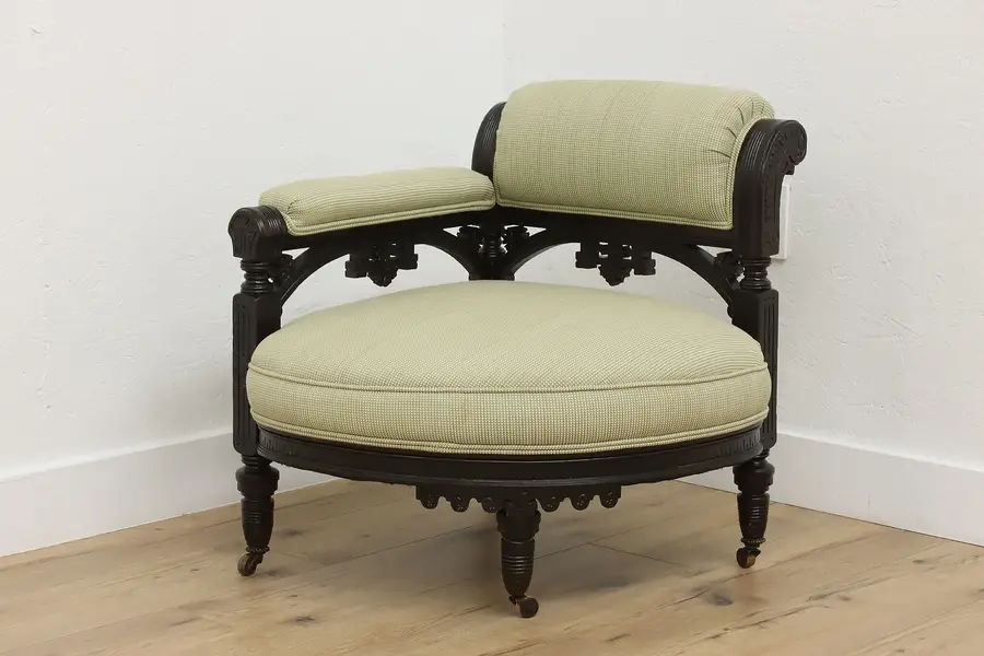 Photo of Victorian Eastlake Antique Carved Walnut Corner Chair
