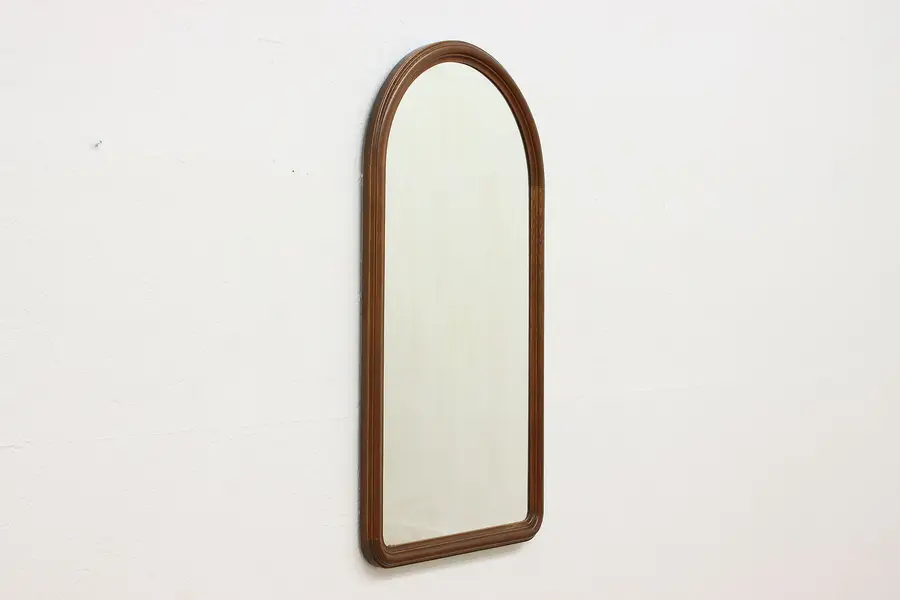 Photo of Victorian Antique Arched Ash Hall or Entry Wall Mirror 49"