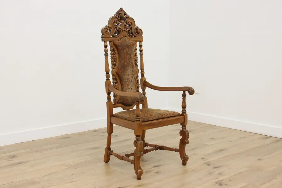 Photo of Renaissance Design Antique Carved Hall or Throne Chair