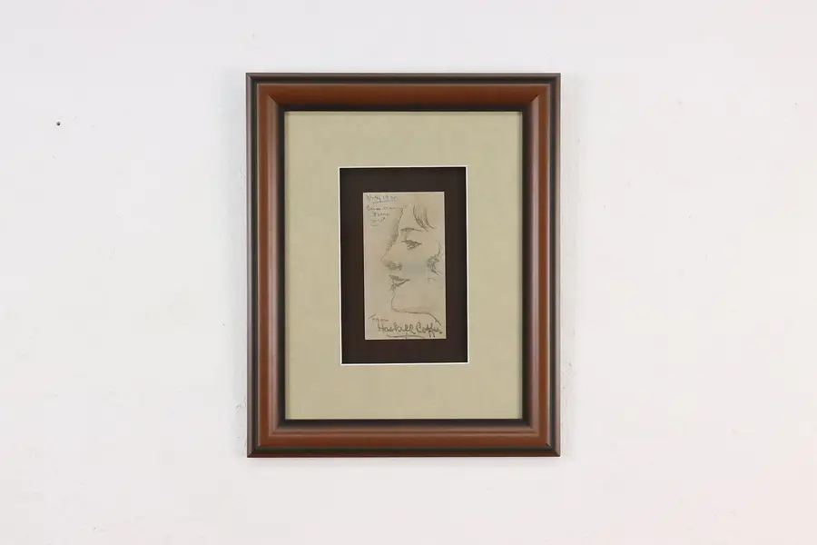 Photo of Thank You Card Vintage Framed Pencil Drawing, Coffin16.5"
