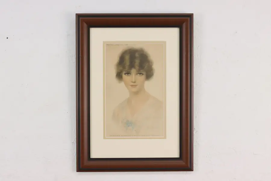 Photo of Insurance Advertisement Woman Antique Print Coffin 18.5"