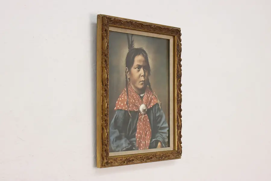 Photo of Cheyenne Indian Boy Antique Print after Laton Huffman 17"