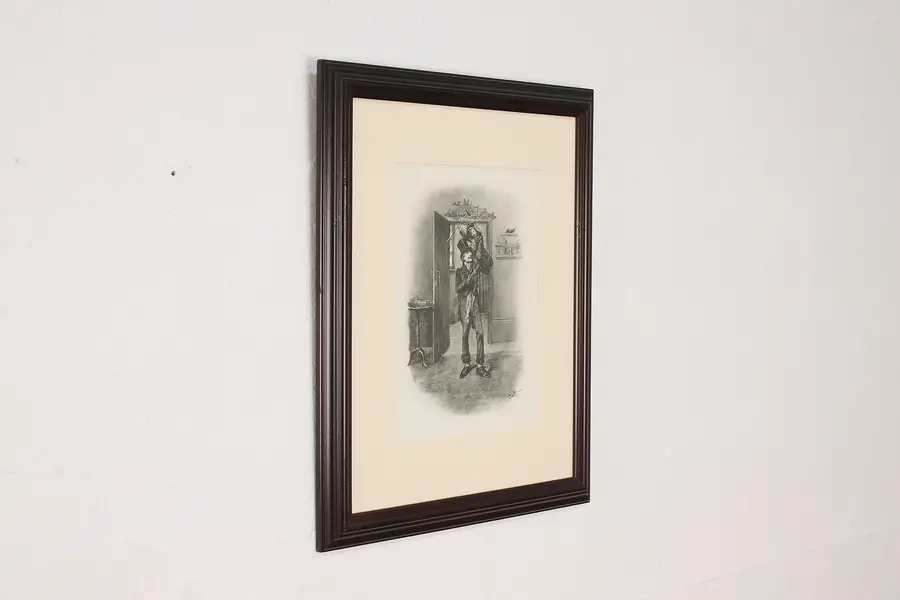 Photo of Cratchit & Tiny Tim Antique Christmas Dickens Print Barnard