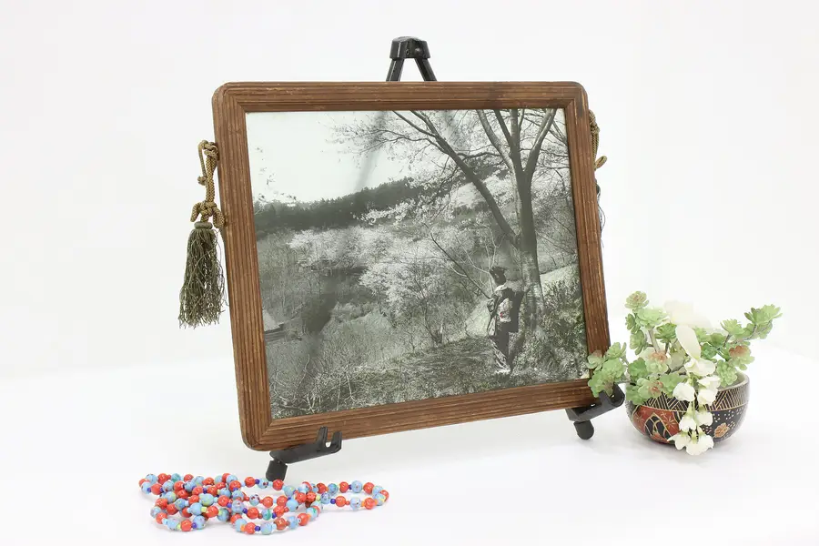 Photo of Japanese Geisha Antique Photograph on Glass 13.5"