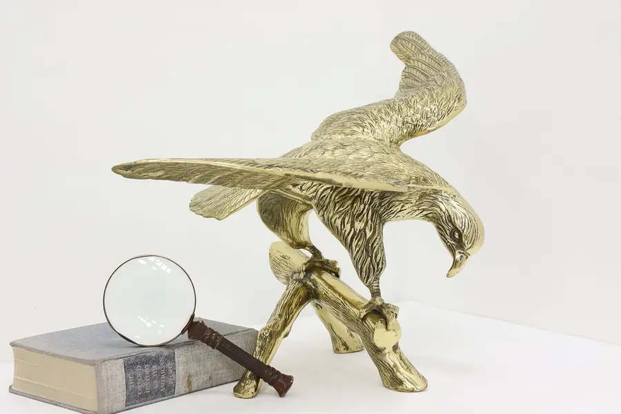 Photo of Hunting Eagle Vintage Brass Sculpture 27"