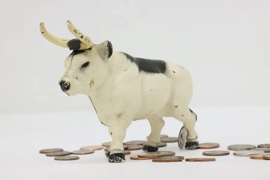 Photo of Farmhouse Antique Painted Iron Cow Coin Bank