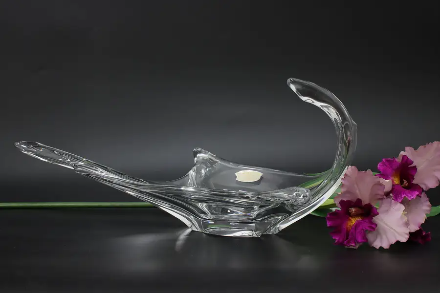 Photo of Belgian Vintage Clear Glass Sculpture Centerpiece, Lambert