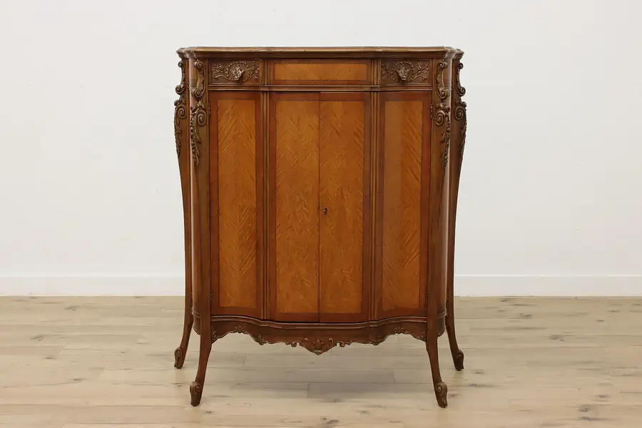 Photo of French Antique Banded Satinwood Tall Chest or Dresser