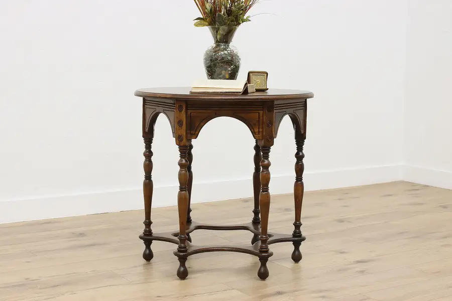 Photo of English Tudor Antique Walnut Lamp or Center Table Van Sciver