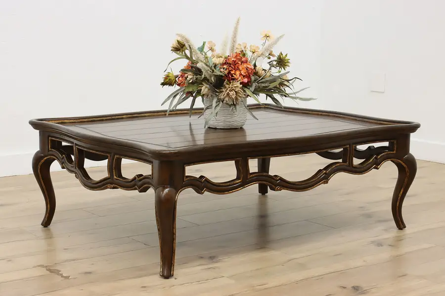 Photo of Coffee Table Vintage Hand Scraped and Carved, Marge Carson