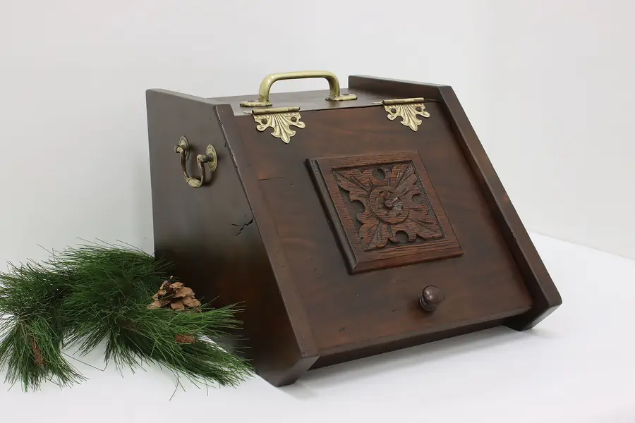 Photo of Victorian Antique Carved Fireplace Hearth Coal Scuttle Hod