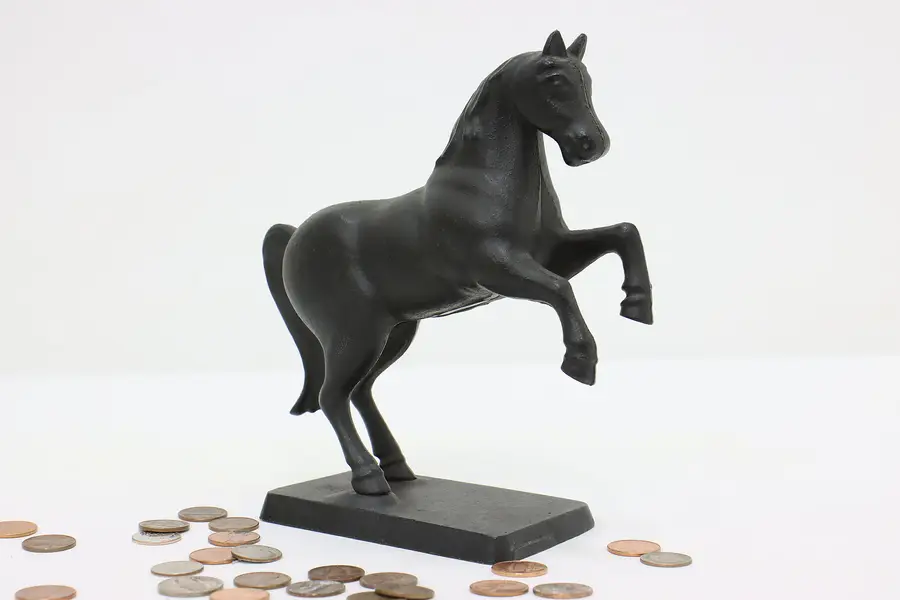 Photo of Farmhouse Antique Rearing Horse Cast Iron Coin Bank