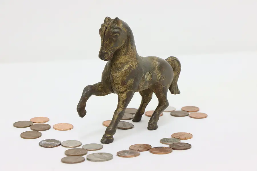 Photo of Prancing Horse Antique Painted Cast Iron Coin Bank