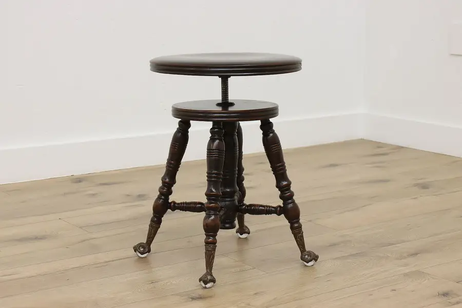 Photo of Victorian Antique Adjustable Swivel Piano Organ Stool