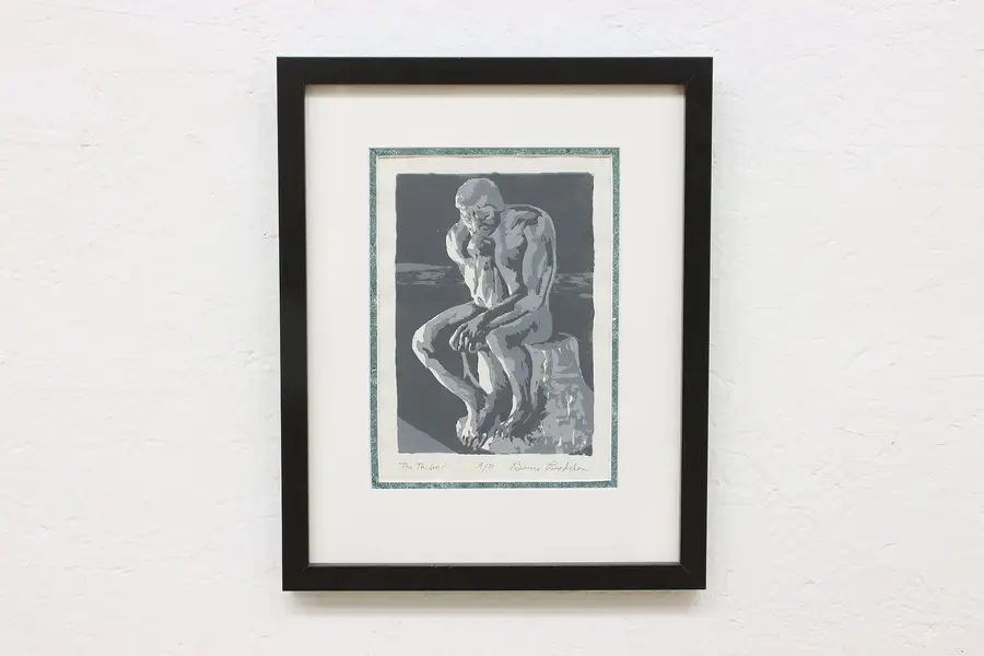 Photo of The Thinker Vintage Original Serigraph Bruce Bodden 15.5"