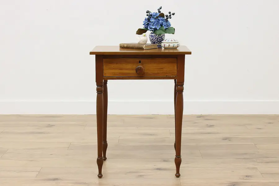 Photo of Sheraton Antique Carved Poplar Nightstand End or Side Table