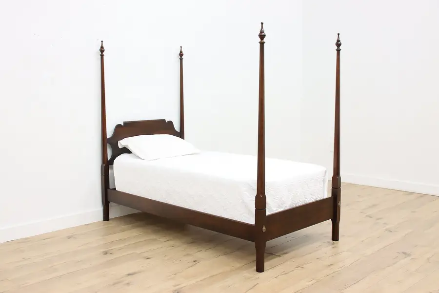 Photo of Georgian Vintage Cherry 4 Poster Twin Size Bed Statton