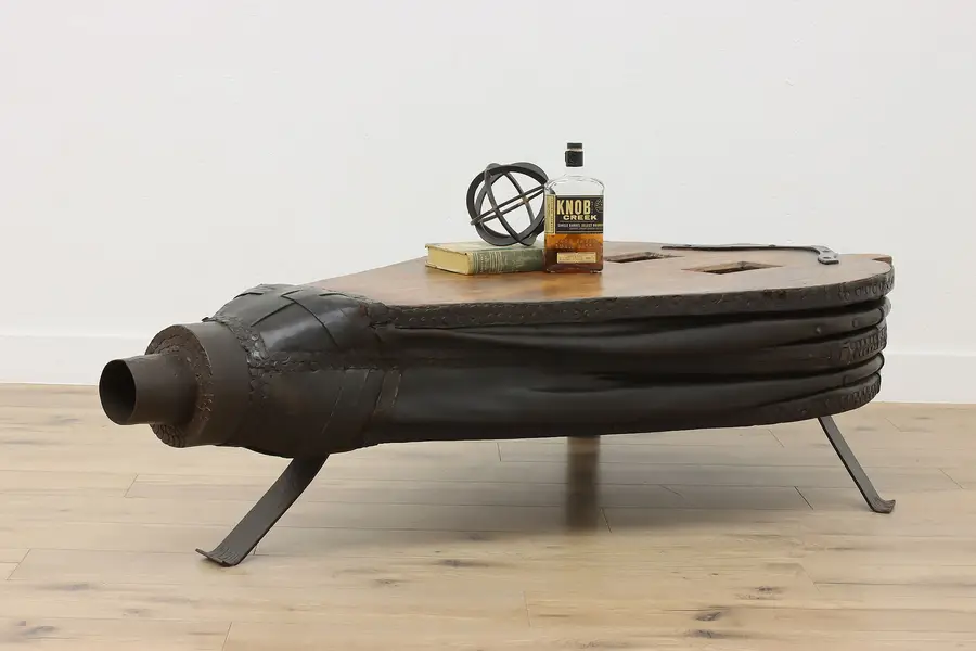 Photo of Industrial Antique Blacksmith Leather Bellows Coffee Table