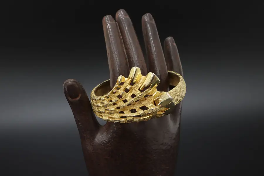 Photo of DeNicola Gold Tone Textured Wide Bracelet