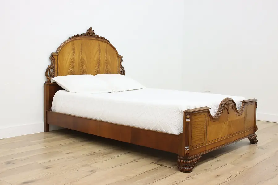 Photo of French Design Antique Carved Walnut Full Size Bed, Joerns