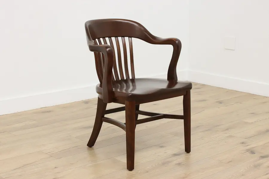 Photo of Traditional Antique Birch Office Desk or Library Table Chair