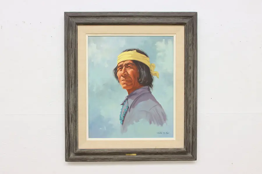 Photo of Yashe Indian Portrait Vintage Original Oil Painting Rue 34"