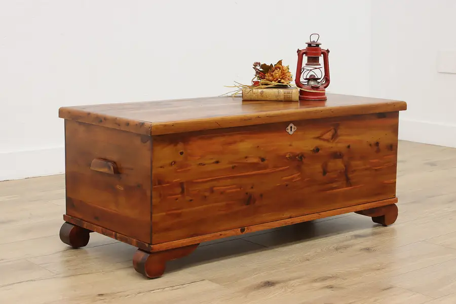 Photo of Farmhouse Vintage Cedar Blanket Chest Storage Trunk Standard