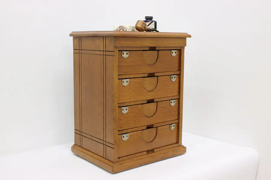 Photo of Victorian Antique 4 Drawer Desktop Oak Collector File