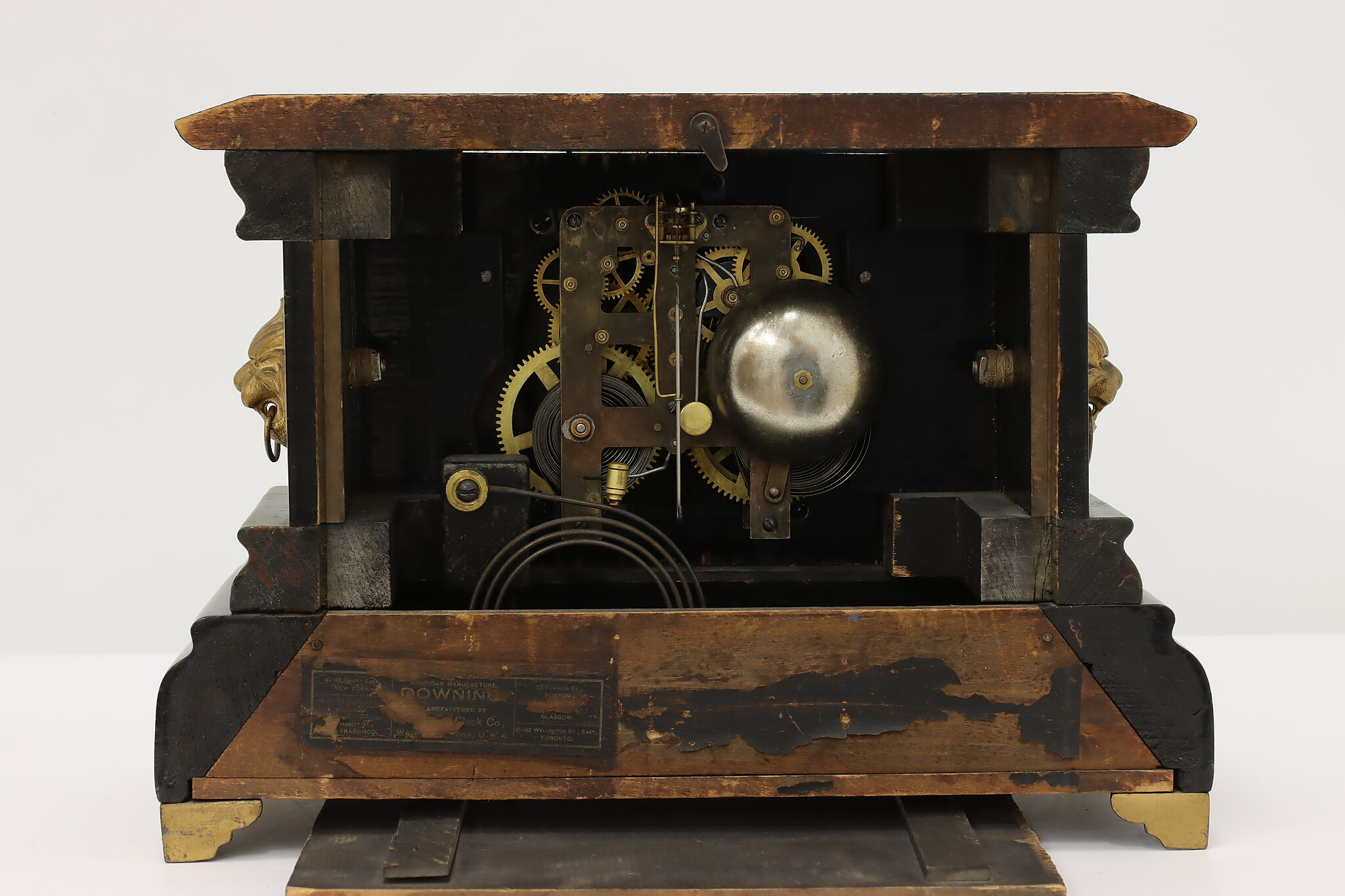 Victorian Antique Mantel Clock, Lion Heads, Waterbury