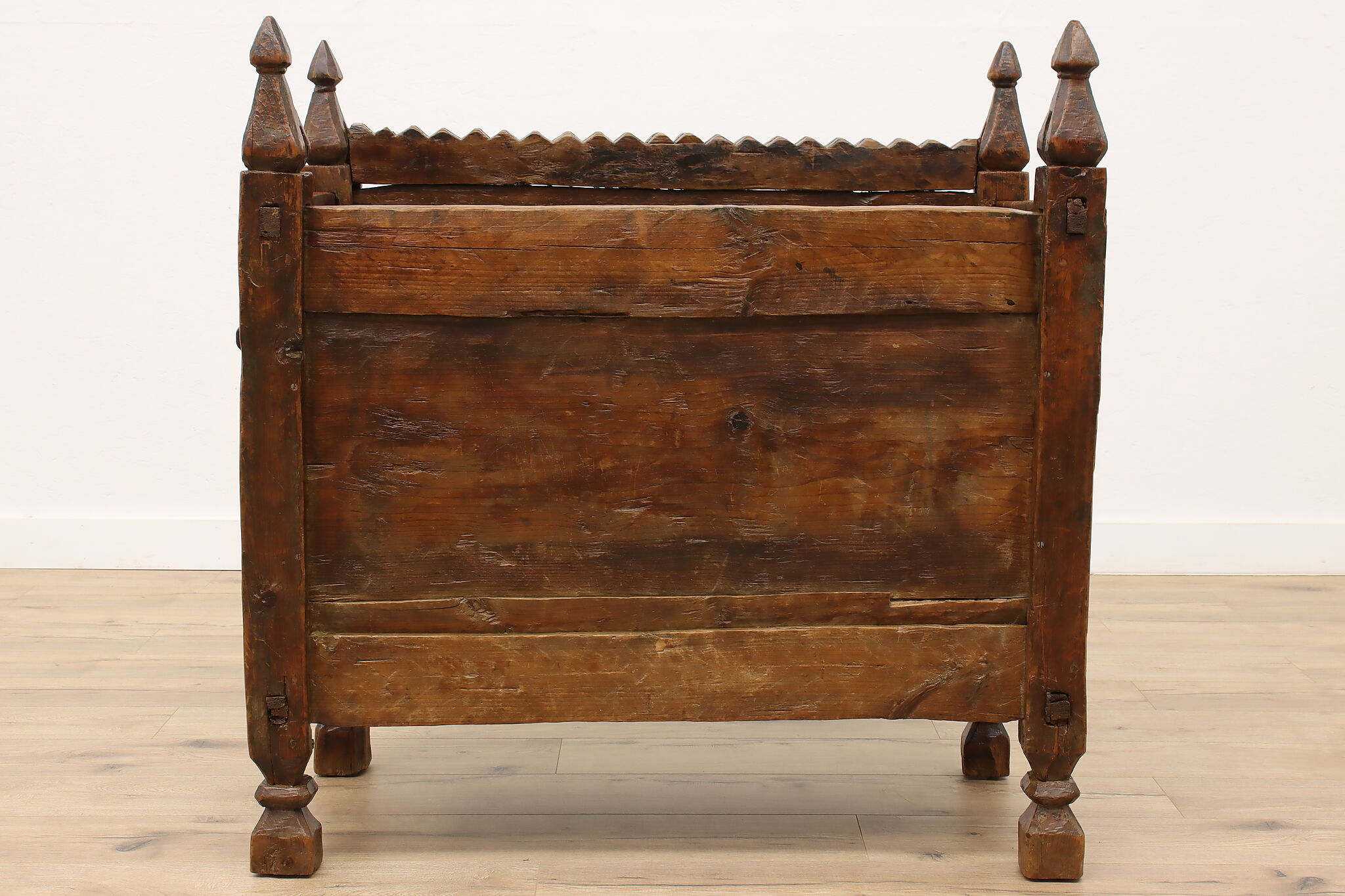 Bali Hand Carved Pine Antique marriage or Dowry Chest, Sliding Door