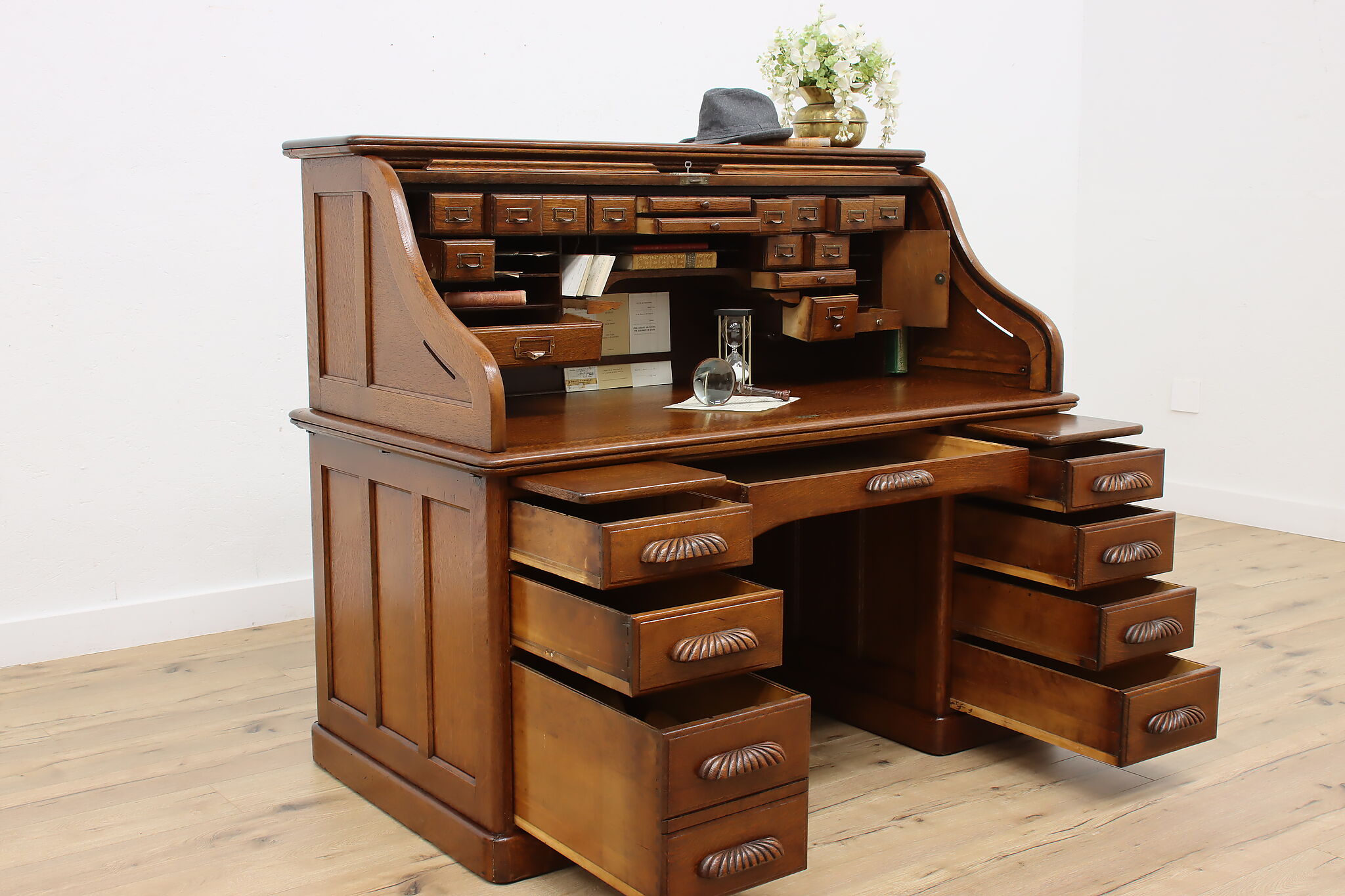 Victorian Antique Oak Roll Top Office Desk, Indianapolis #35247