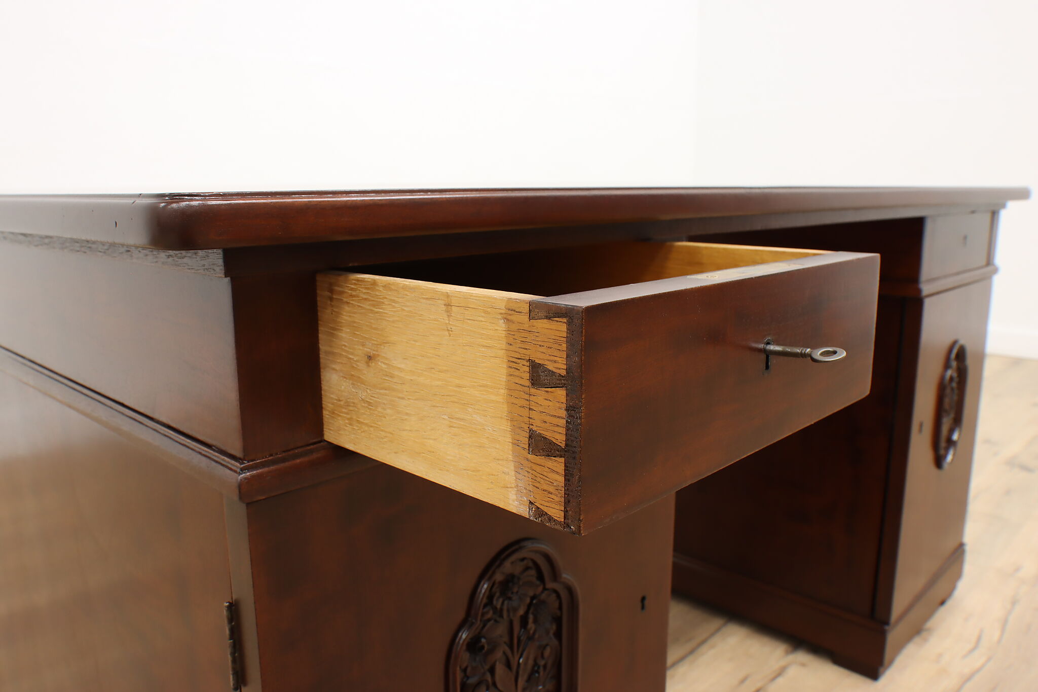 Art Deco Mahogany Antique Belgian Office or Library Partner Desk