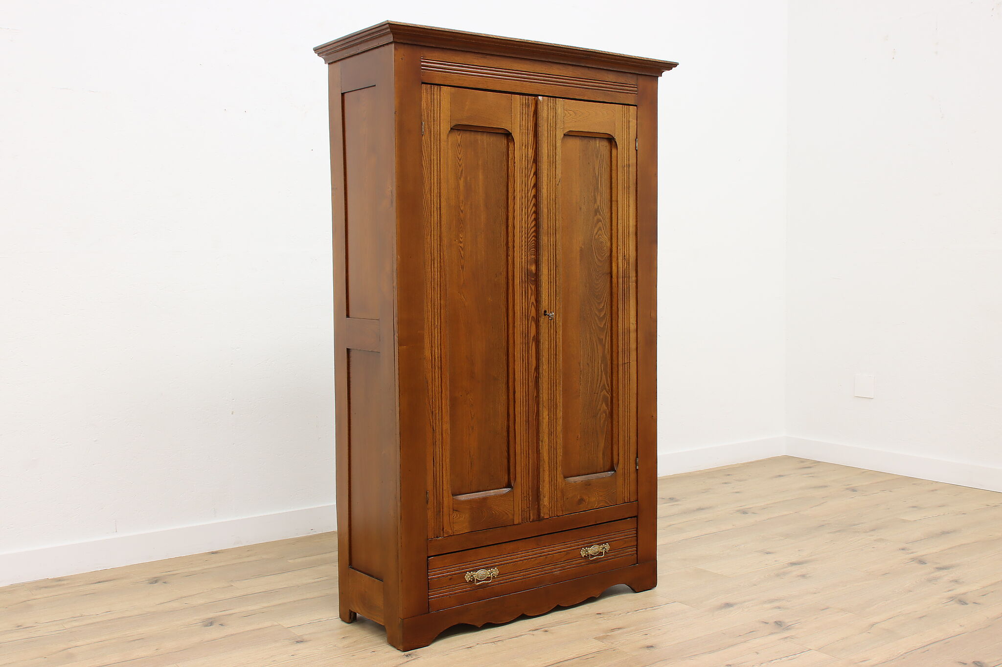 Farmhouse Antique Ash Rustic Country Wardrobe Closet Armoire