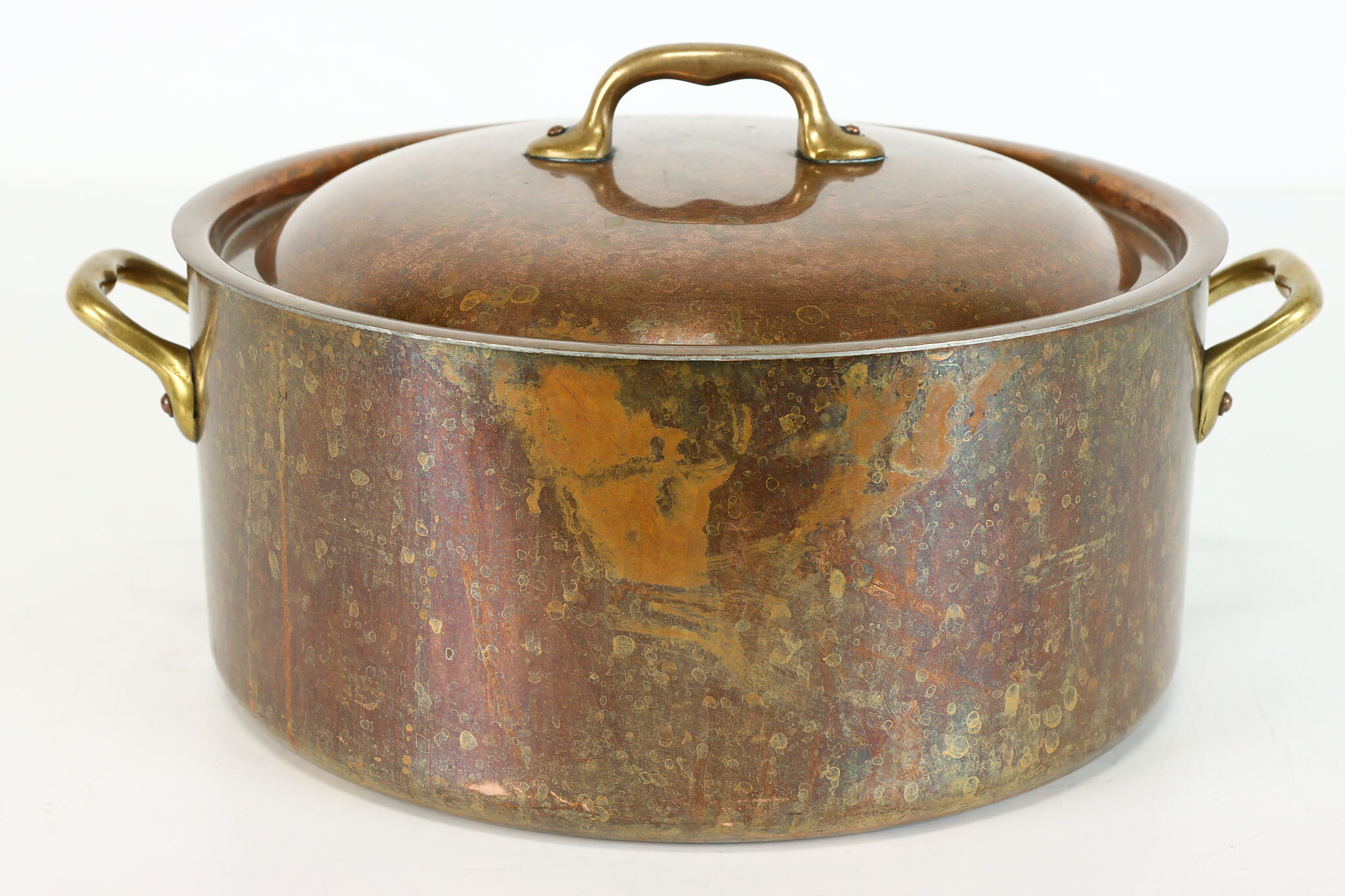 Vintage French Copper Saucepan and Lid With Cast Iron Handle
