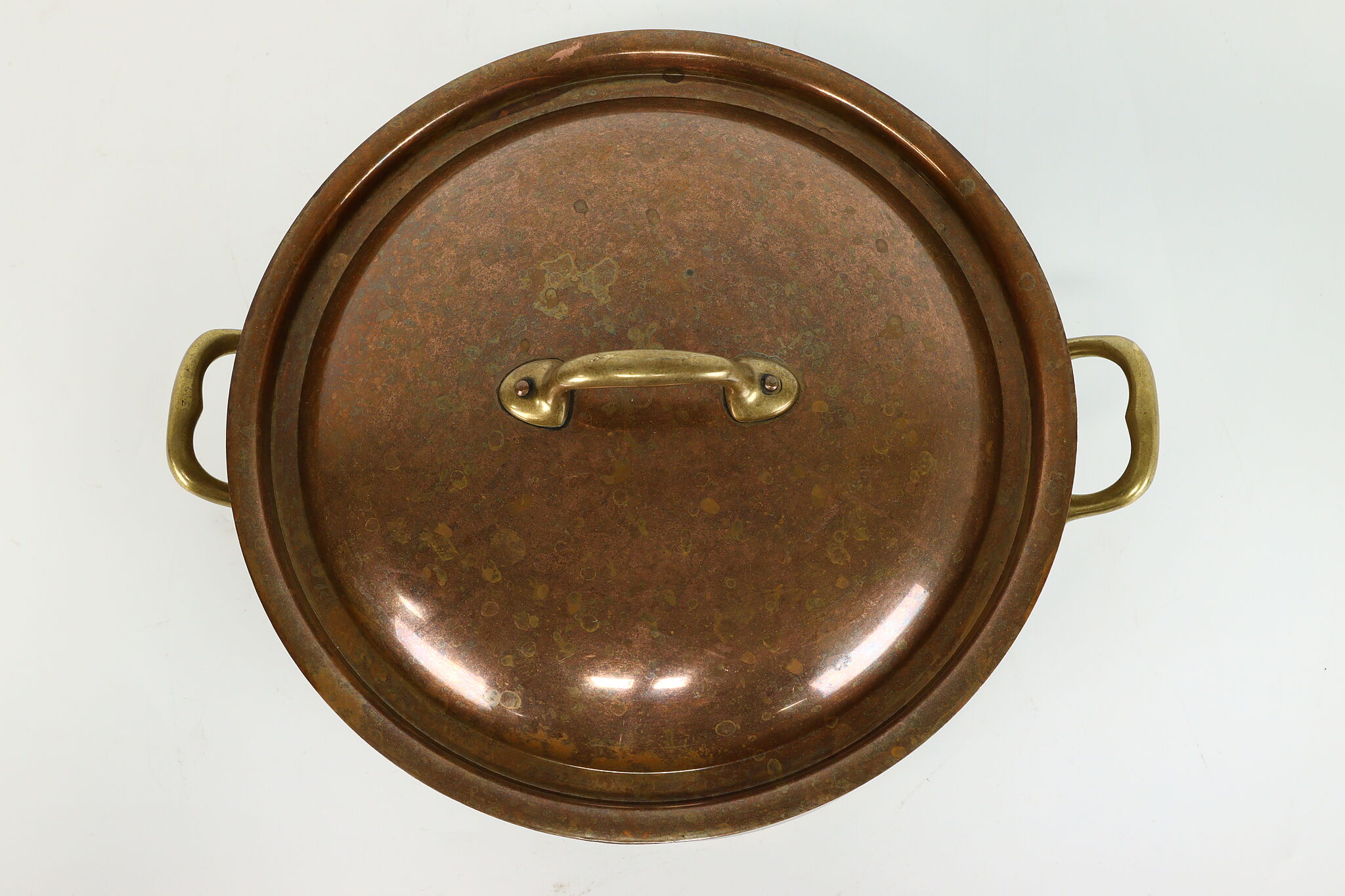 Copper Soup Pot Dutch Oven Brass Handles & Lid Antique WALDOW Brooklyn NY 10  Steel Vintage Cookware French Style 5-quart Rondeau Sauté Pan 