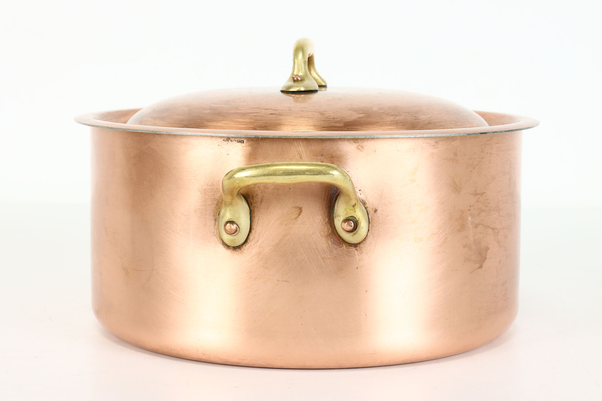 Copper Soup Pot Dutch Oven Brass Handles & Lid Antique WALDOW Brooklyn NY 10  Steel Vintage Cookware French Style 5-quart Rondeau Sauté Pan 