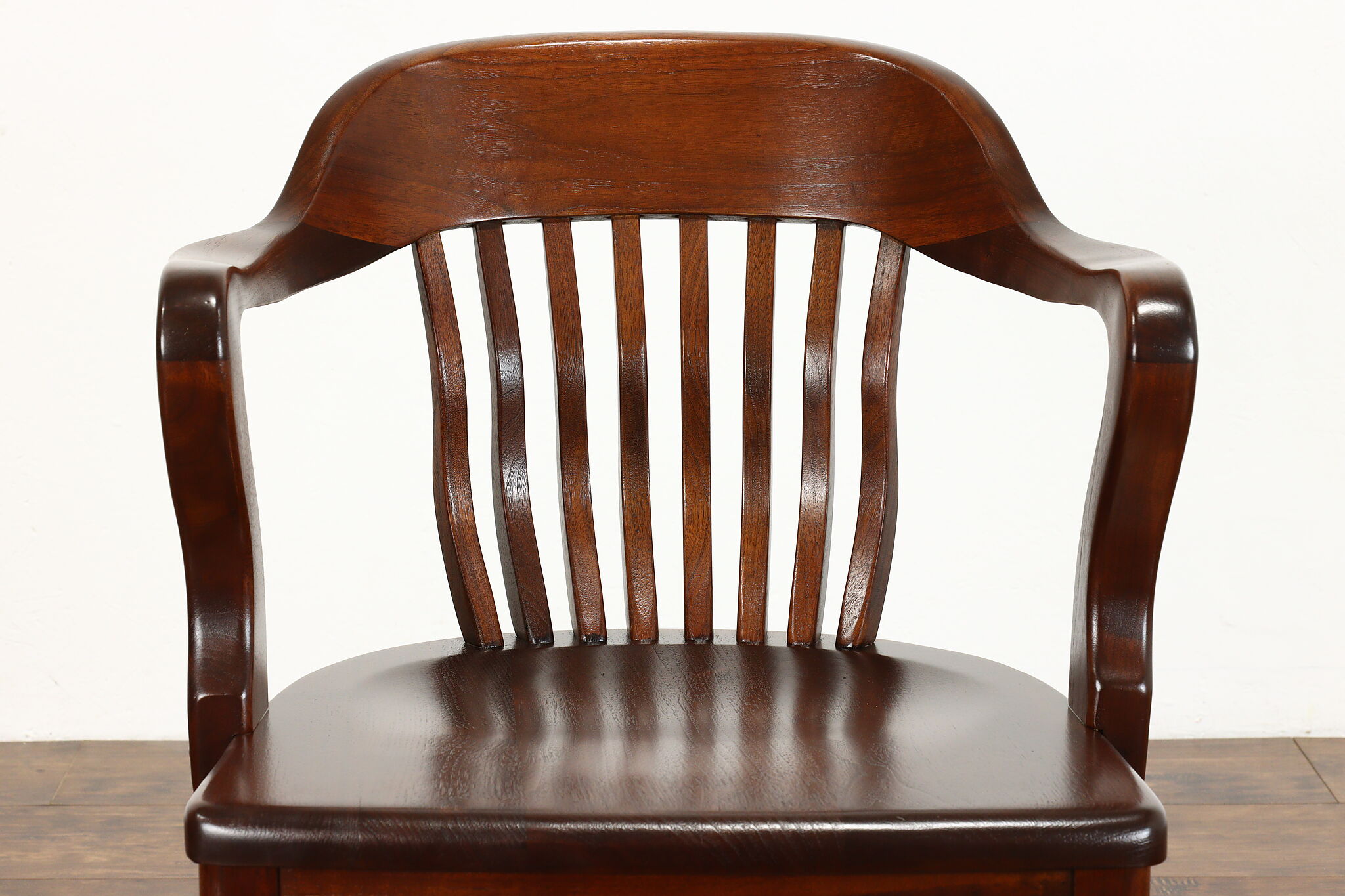 Bank Note Chair Traditional Walnut Antique Banker, Library or Office Desk Chair