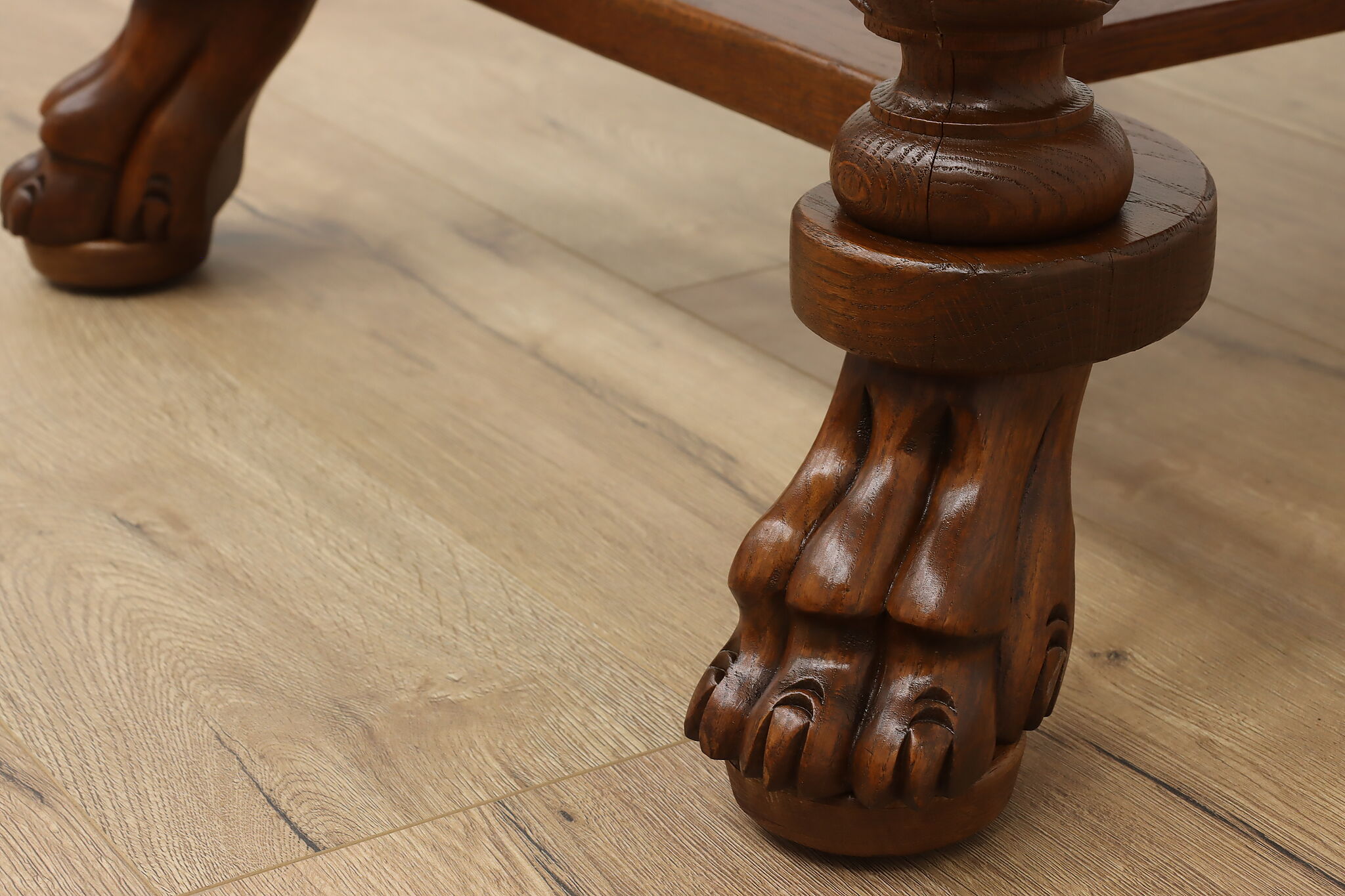 Library Table Foot Victorian Antique Oak Library Table or Office Desk, Carved Lion Feet