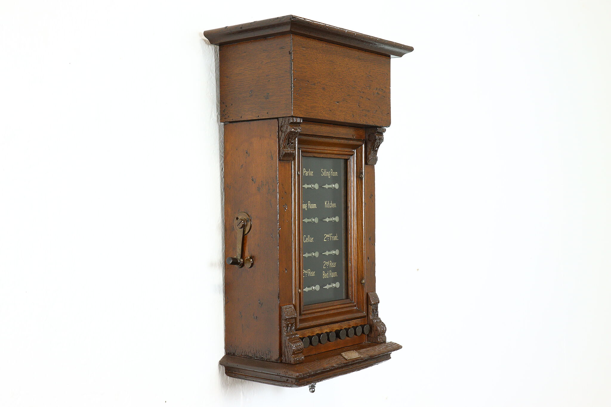 Victorian Antique Oak Servant or Butler Staff Call Box