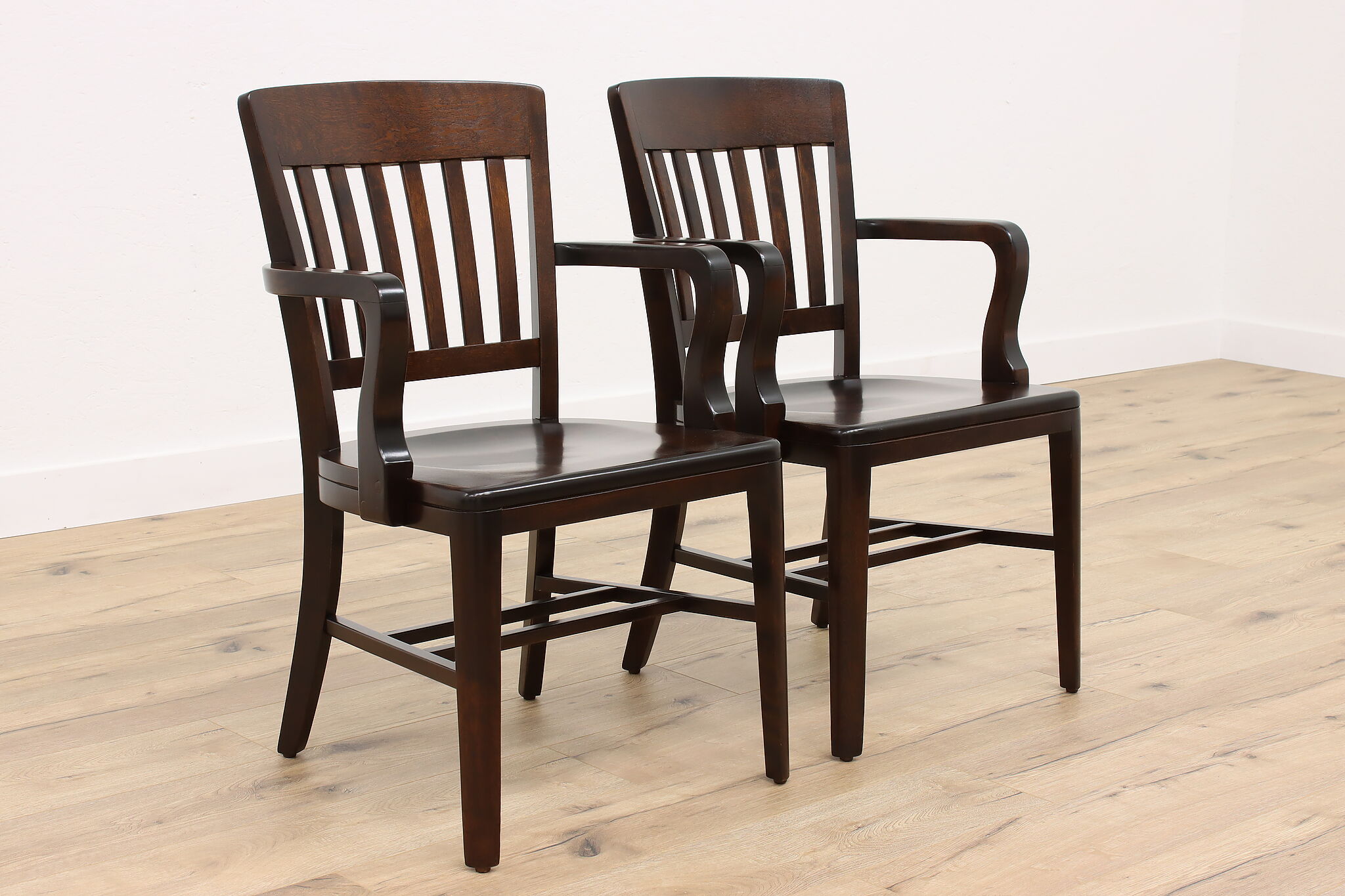 Bank Note Chair Pair of Antique Birch Office, Banker, Library or Desk Chairs, Milwaukee