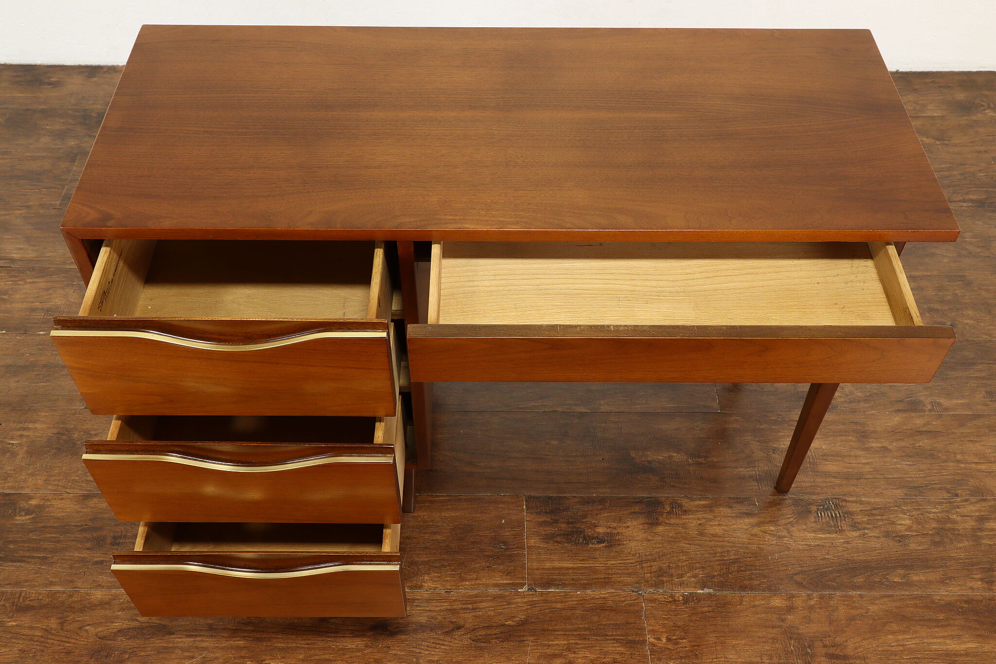 Midcentury Modern Vintage 60s Walnut Small Desk or Vanity, Martinsville