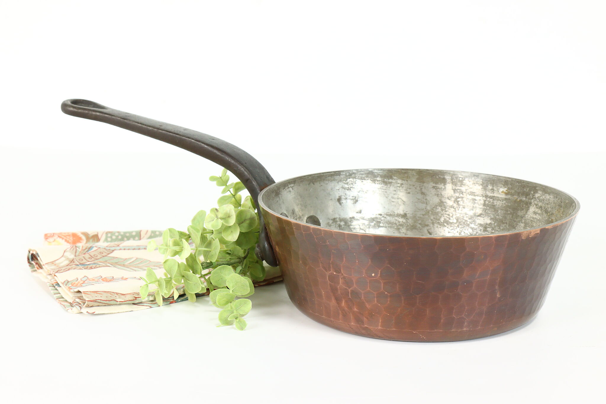 Large Hammered Copper Frying Pan for Sale