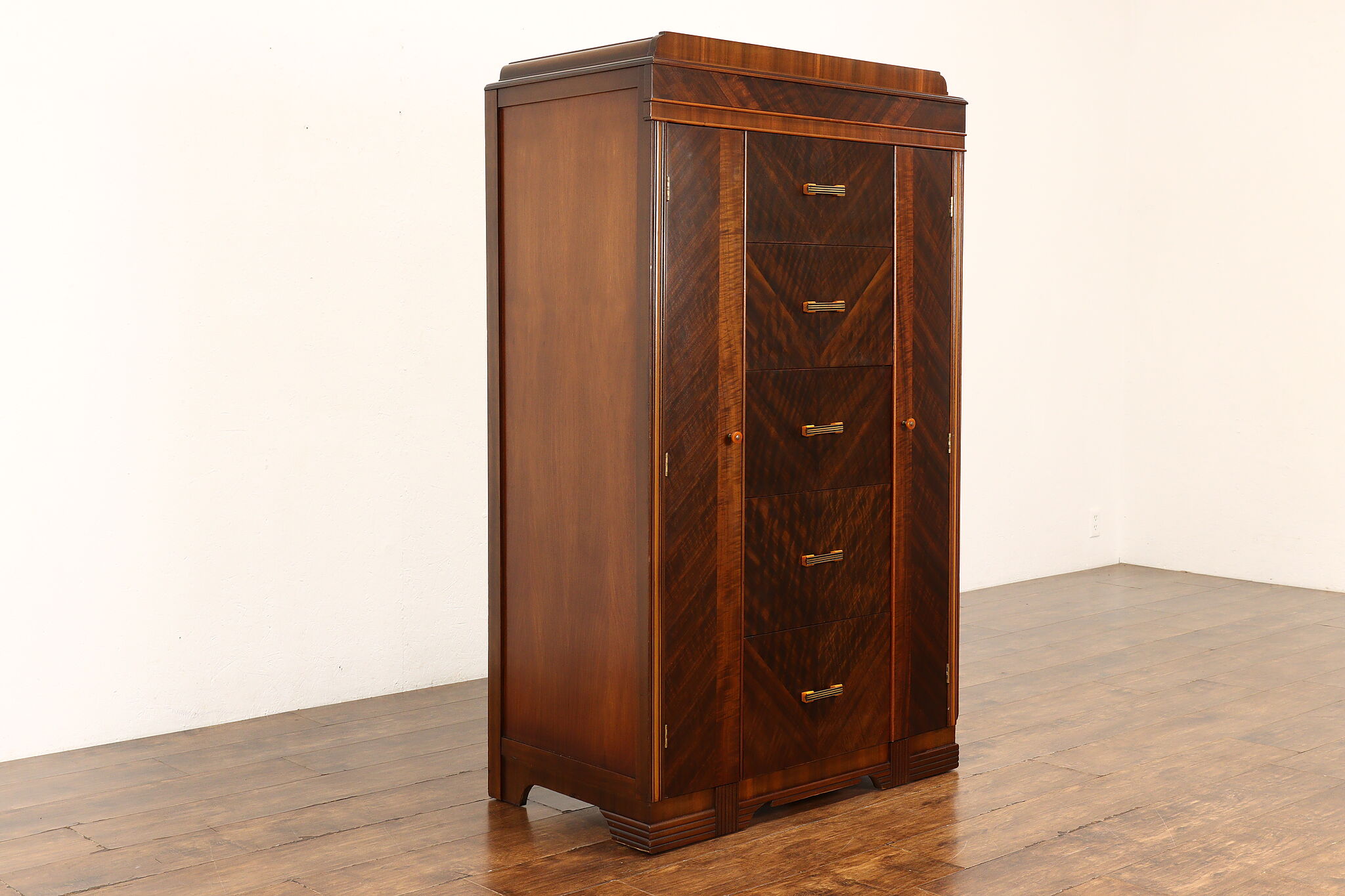 Art Deco Vintage Waterfall Chifferobe, Armoire, Cedar Closet or Wardrobe