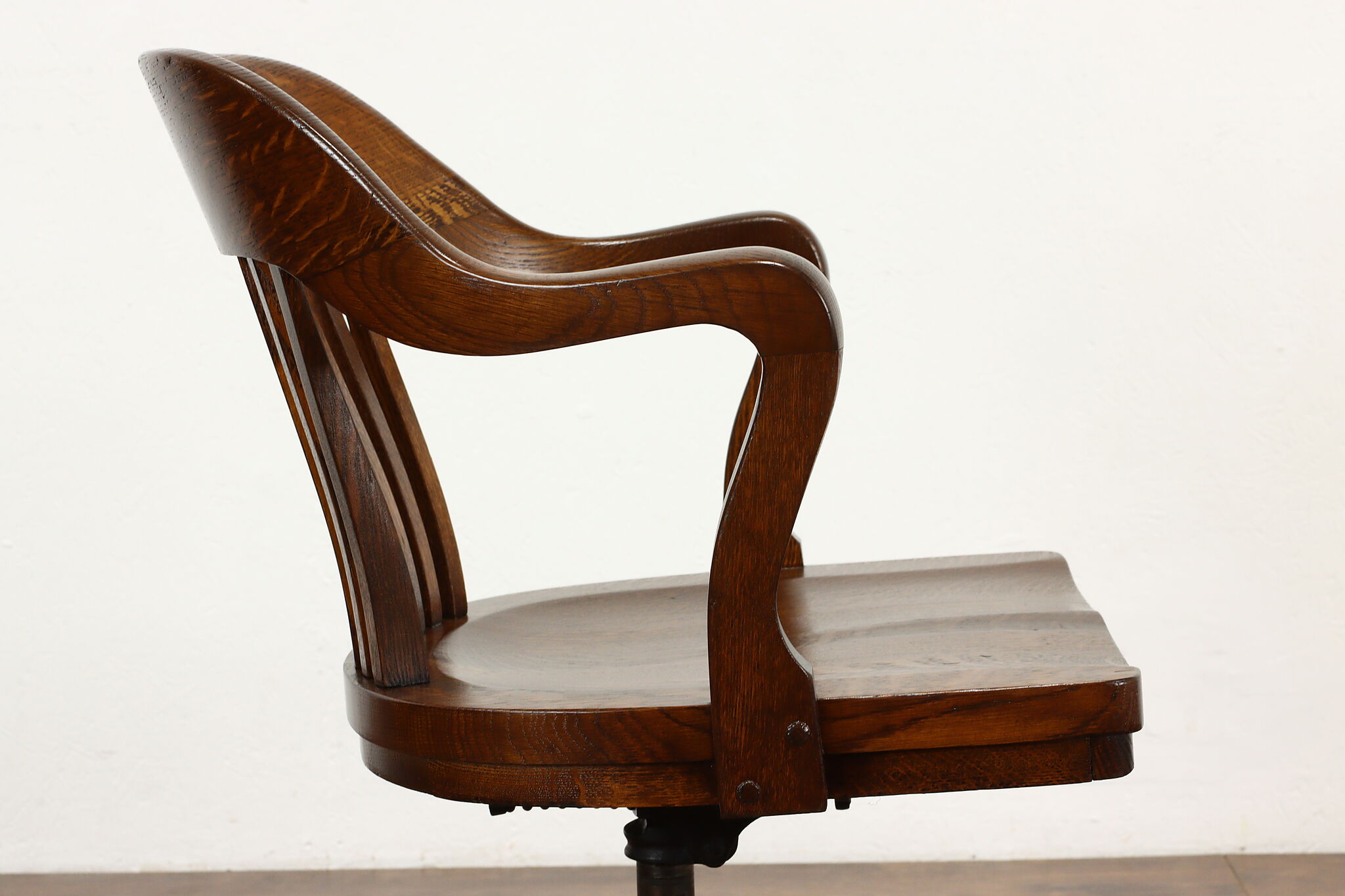 Oak Antique Adjustable Swivel Office or Library Desk Chair, Crocker