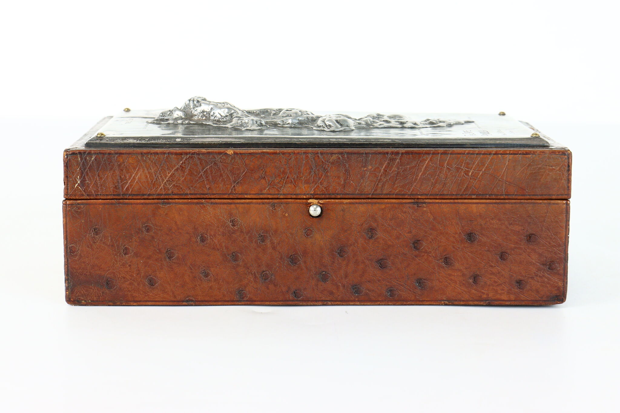 Vintage Rumpp Ostrich Leather Jewelry Case Box