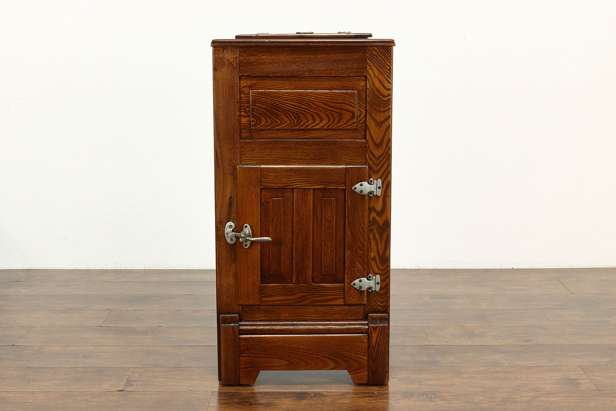 Farmhouse Antique Kitchen Pantry Small Ice Box Refrigerator, Tin Interior