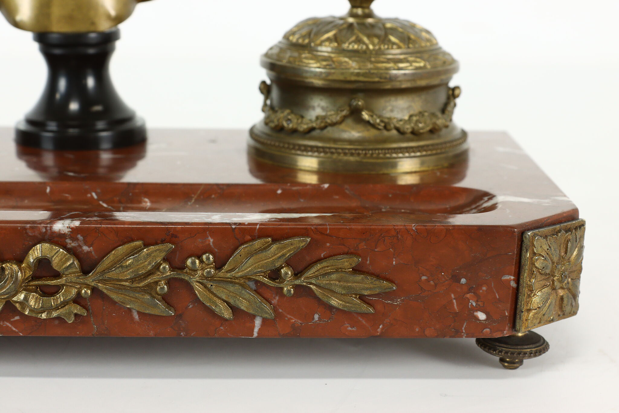 Antique Brass Inkwell Desk Set - Mamluk Damascene